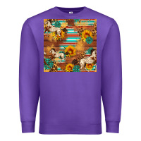 Purple Western Horse Sunflowers Gemstone Seamless Pattern Premium Sweatshirt - FaDigitalArtStudio