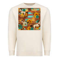 Sandshell Western Horse Sunflowers Gemstone Seamless Pattern Premium Sweatshirt - FaDigitalArtStudio
