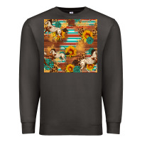 Smoke Western Horse Sunflowers Gemstone Seamless Pattern Premium Sweatshirt - FaDigitalArtStudio