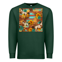 Sports Green Western Horse Sunflowers Gemstone Seamless Pattern Premium Sweatshirt - FaDigitalArtStudio
