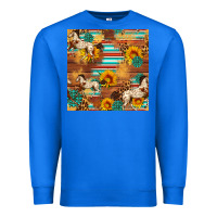 True Royal Western Horse Sunflowers Gemstone Seamless Pattern Premium Sweatshirt - FaDigitalArtStudio