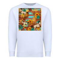 White Western Horse Sunflowers Gemstone Seamless Pattern Premium Sweatshirt - FaDigitalArtStudio