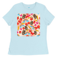 Baby Blue back to school seamless pattern 5 (3600x3600) Ladies Tee - AdoDesignShop