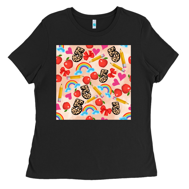 Back To School Seamless Pattern 5 (3600x3600) Ladies Tee by AdoDesignShop | Teevron