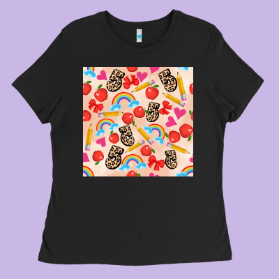 Back To School Seamless Pattern 5 (3600x3600) Ladies Tee Designed By Adodesignshop