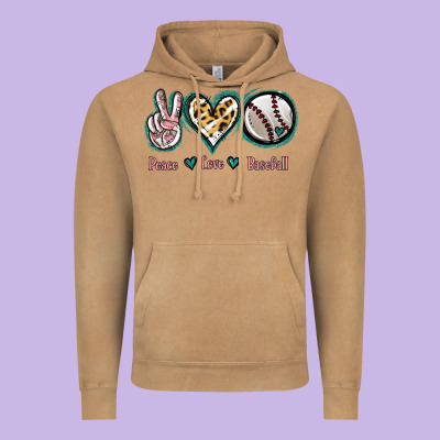 Peace Love Baseball Vintage Hoodie Designed By Jasminsmagicworld