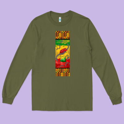Juneteenth Pen Wrap Long Sleeve Tee Designed By Barkaloodesign