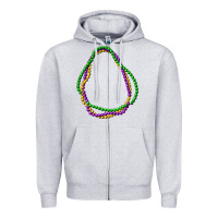 Heather Grey mardi gras beads Zipper Hoodie - CowGirlArtShop