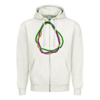 Oatmeal Heather mardi gras beads Zipper Hoodie - CowGirlArtShop