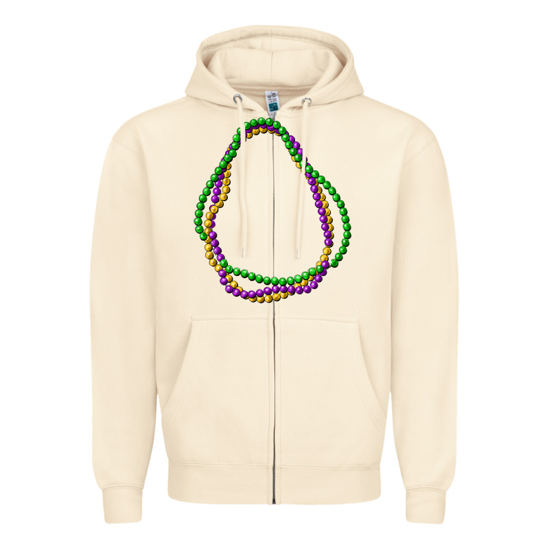 Mardi Gras Beads Zipper Hoodie by CowGirlArtShop | Teevron