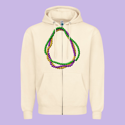 Mardi Gras Beads Zipper Hoodie Designed By Cowgirlartshop