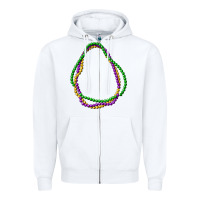 White mardi gras beads Zipper Hoodie - CowGirlArtShop