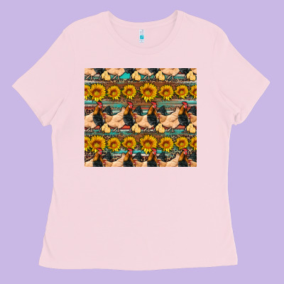 Seamless Poultry Farm Sunflowers Chicken Coop Tumbler Ladies Tee Designed By Artiststas