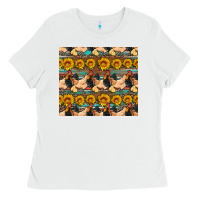 White seamless poultry farm sunflowers chicken coop tumbler Ladies Tee - Artiststas