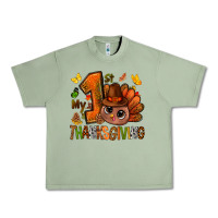 Oil Green my first thanksgiving with turkey bbs Urban Heavy Tee - BundleAndBundleShop