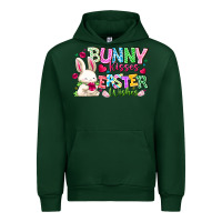 Forest Green Bunny Kisses Easter Wishes Urban Hoodie - CowhideDigitalArt