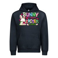 Navy Bunny Kisses Easter Wishes Urban Hoodie - CowhideDigitalArt