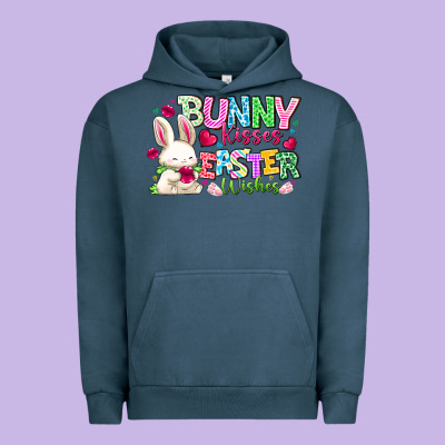 Bunny Kisses Easter Wishes Urban Hoodie Designed By Cowhidedigitalart