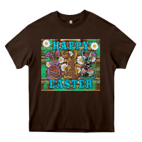 Chocolate Brown easter happy easter western bunnies daisies Heavy Core Tee - Artiststas