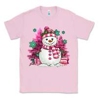 Bubblegum Pink pink christmas snowman Classic Tee - MaliasSmallBusiness