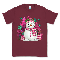 Burgundy pink christmas snowman Classic Tee - MaliasSmallBusiness