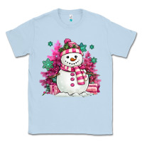Dusty Blue pink christmas snowman Classic Tee - MaliasSmallBusiness