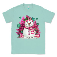 Seafoam pink christmas snowman Classic Tee - MaliasSmallBusiness