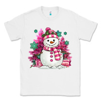 White pink christmas snowman Classic Tee - MaliasSmallBusiness