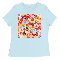 Baby Blue back to school seamless pattern 6 (3600x3600) Ladies Tee - AdoDesignShop