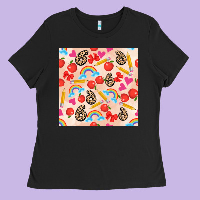 Back To School Seamless Pattern 6 (3600x3600) Ladies Tee Designed By Adodesignshop
