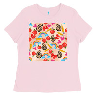 Bubblegum Pink back to school seamless pattern 6 (3600x3600) Ladies Tee - AdoDesignShop