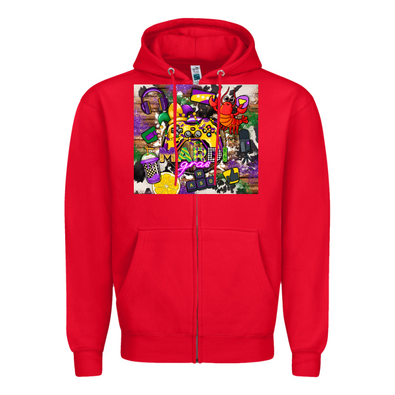 Mardi Gras Gamer Zipper Hoodie by CowGirlArtShop | Teevron