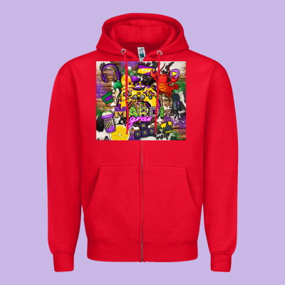 Mardi Gras Gamer Zipper Hoodie Designed By Cowgirlartshop