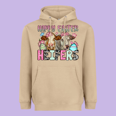 Happy Easter Heifers Heavyweight Hoodie Designed By Oliviacreatesart