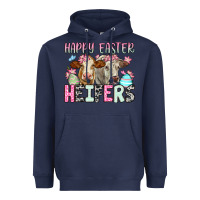 Navy Happy Easter Heifers Heavyweight Hoodie - OliviaCreatesArt
