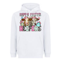 White Happy Easter Heifers Heavyweight Hoodie - OliviaCreatesArt