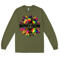Army Green deputy clerk tie dye sunflower Long Sleeve Tee - Jasminsmagicworld