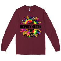 Burgundy deputy clerk tie dye sunflower Long Sleeve Tee - Jasminsmagicworld