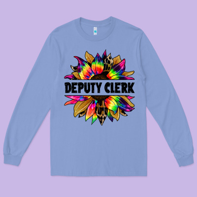 Deputy Clerk Tie Dye Sunflower Long Sleeve Tee Designed By Jasminsmagicworld