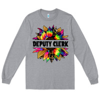 Heather Grey deputy clerk tie dye sunflower Long Sleeve Tee - Jasminsmagicworld