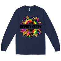 Navy deputy clerk tie dye sunflower Long Sleeve Tee - Jasminsmagicworld