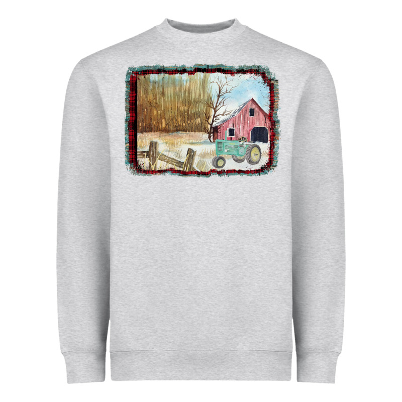 Christmas Barn Tractor Snow Heavyweight Sweatshirt by Bettercallsaul | Teevron