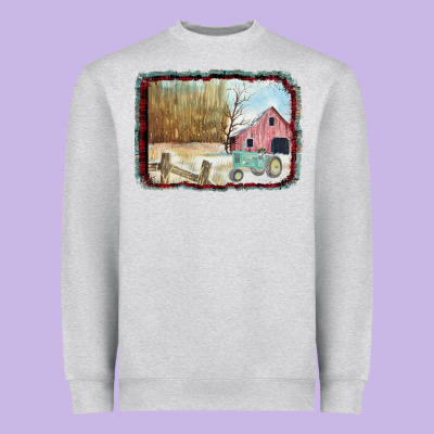 Christmas Barn Tractor Snow Heavyweight Sweatshirt Designed By Bettercallsaul
