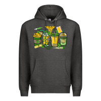 Charcoal Heather St. Patrick's Day Nurse coffee cups Premium Hoodie - HowdyJamesFarm