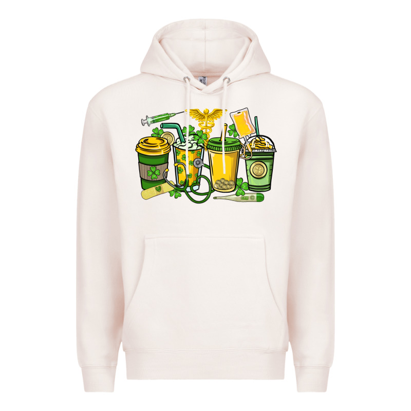 St. Patrick's Day Nurse Coffee Cups Premium Hoodie by HowdyJamesFarm | Teevron