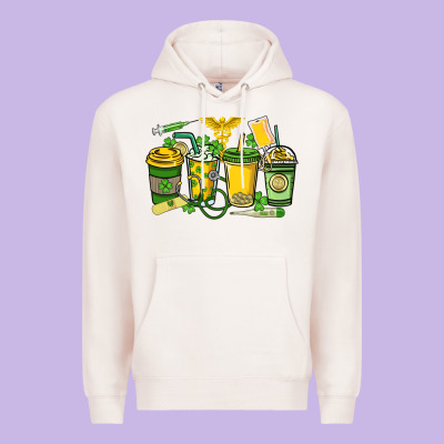 St. Patrick's Day Nurse Coffee Cups Premium Hoodie Designed By Howdyjamesfarm
