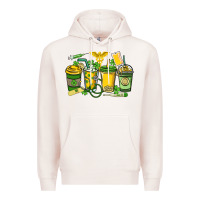 Pale Pink St. Patrick's Day Nurse coffee cups Premium Hoodie - HowdyJamesFarm