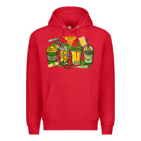 Red St. Patrick's Day Nurse coffee cups Premium Hoodie - HowdyJamesFarm