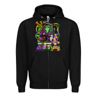 Black mardi gras gnomies truck Zipper Hoodie - CowGirlArtShop
