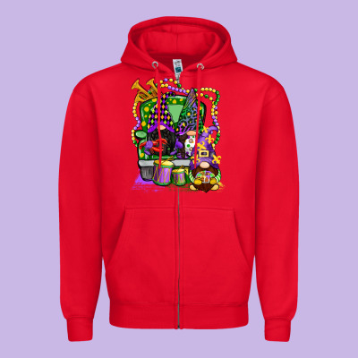 Mardi Gras Gnomies Truck Zipper Hoodie Designed By Cowgirlartshop